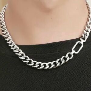 Stainless steel heavy Cuban titanium steel men’s chain 24” long, width 1 cm